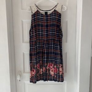 Xhilaration plaid, flower, and lace dress. XXL